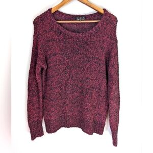 Talula Two Tone Knit Pullover Sweater Burgundy/Black Kid Mohair/Wool Blend Sz XS
